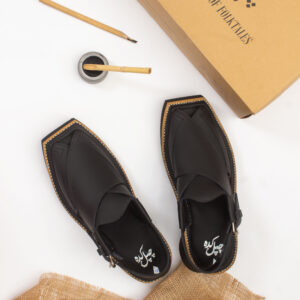 Matte Black Kaptaan Chappal (CK-102)