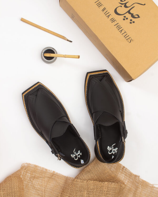 Matte Black Kaptaan Chappal (CK-102)
